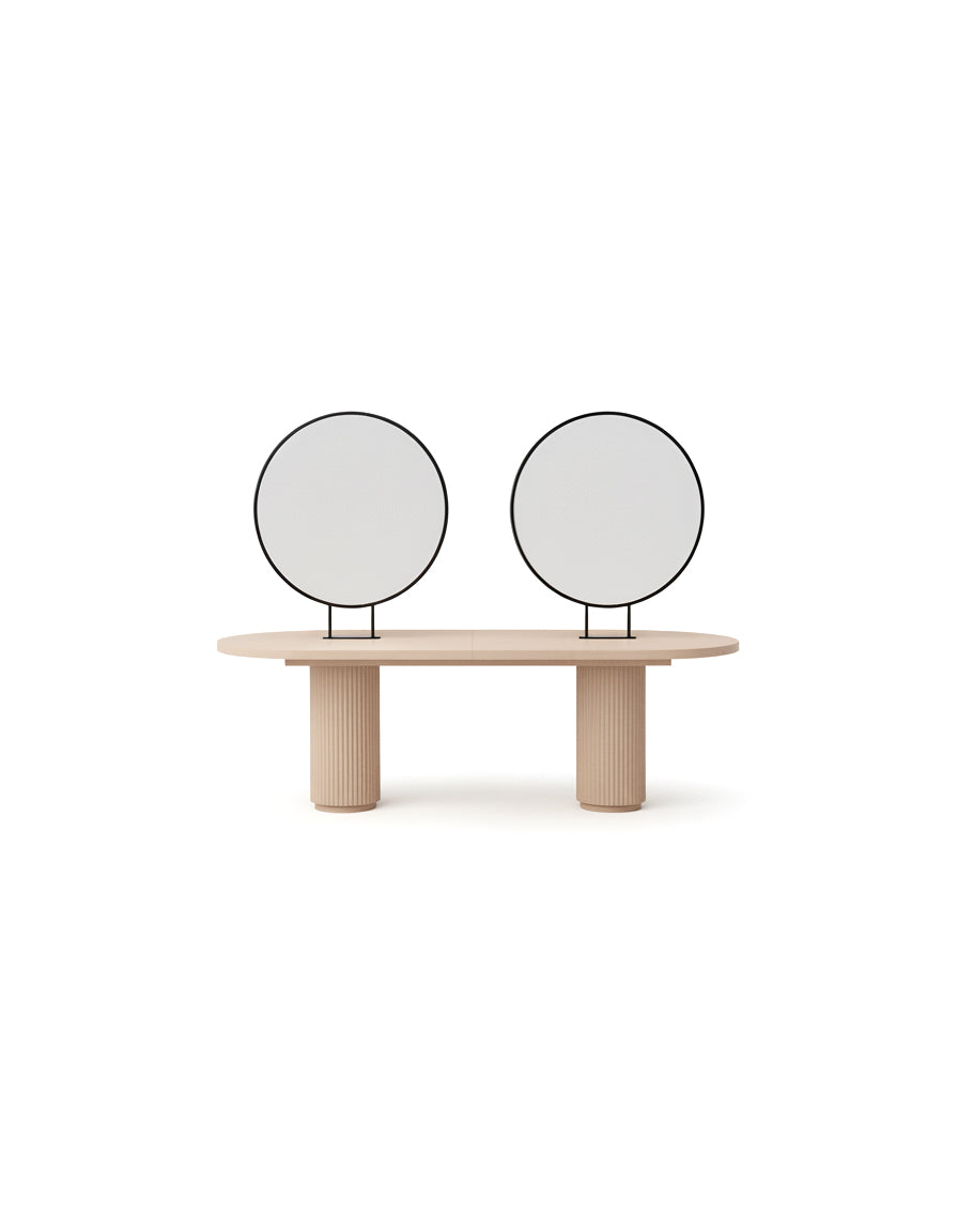 Island Beige - Zandkleurige vrijstaande kaptafel met 4 klantplaatsen